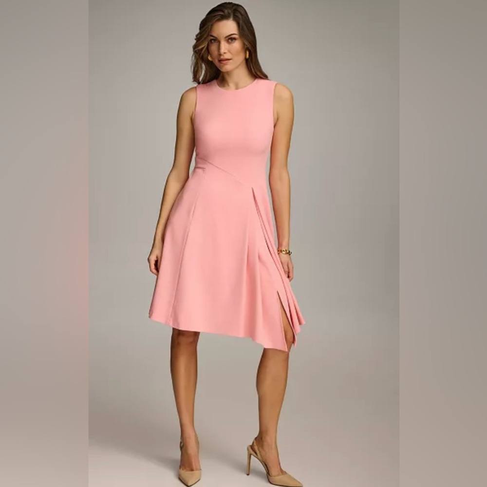 Donna Karan Pink Asymmetrical Sleeveless Dress